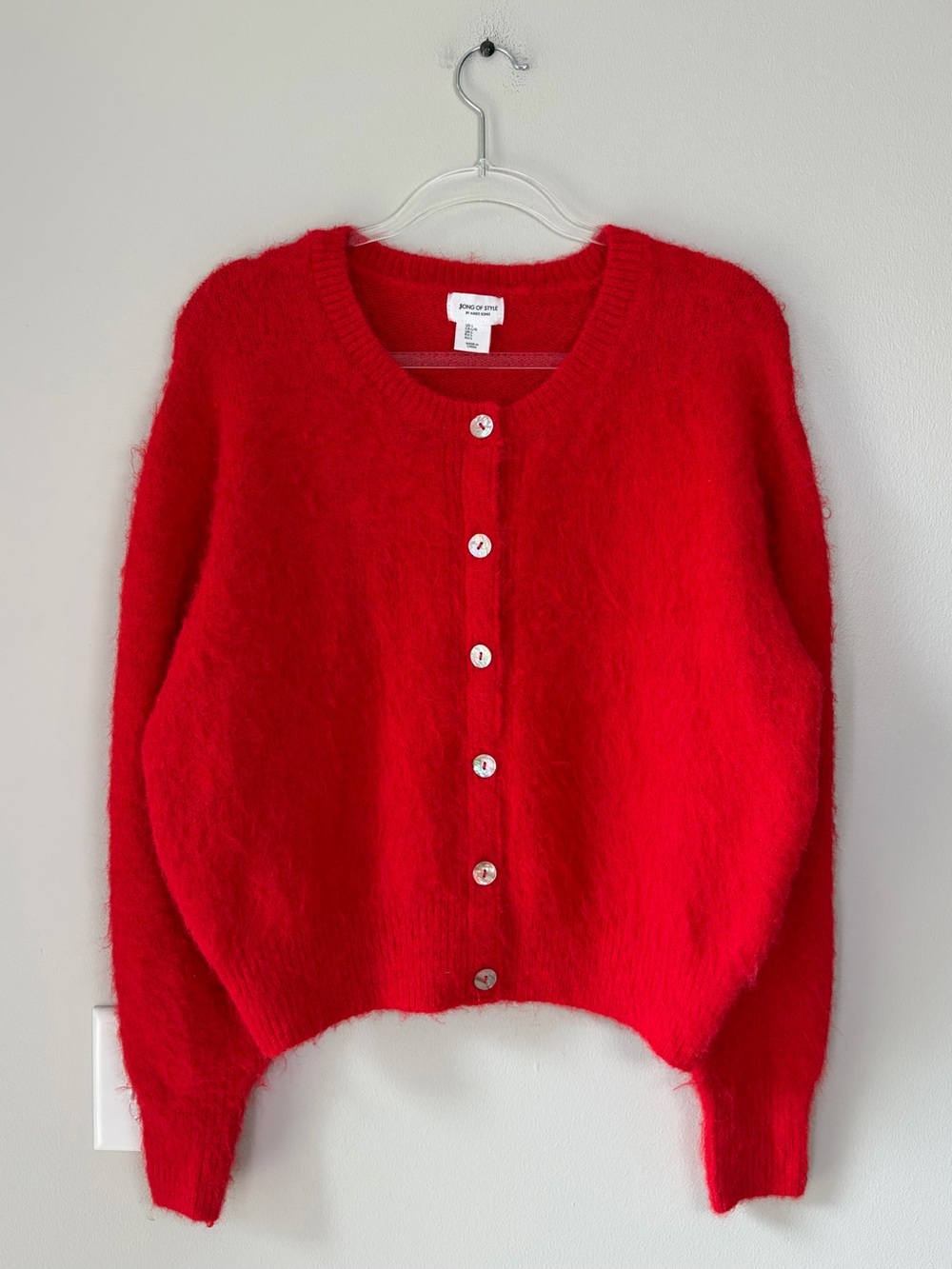Song of Style By Aimee Song Red Fuzzy Cardigan Sweater - Picture 2 of 11